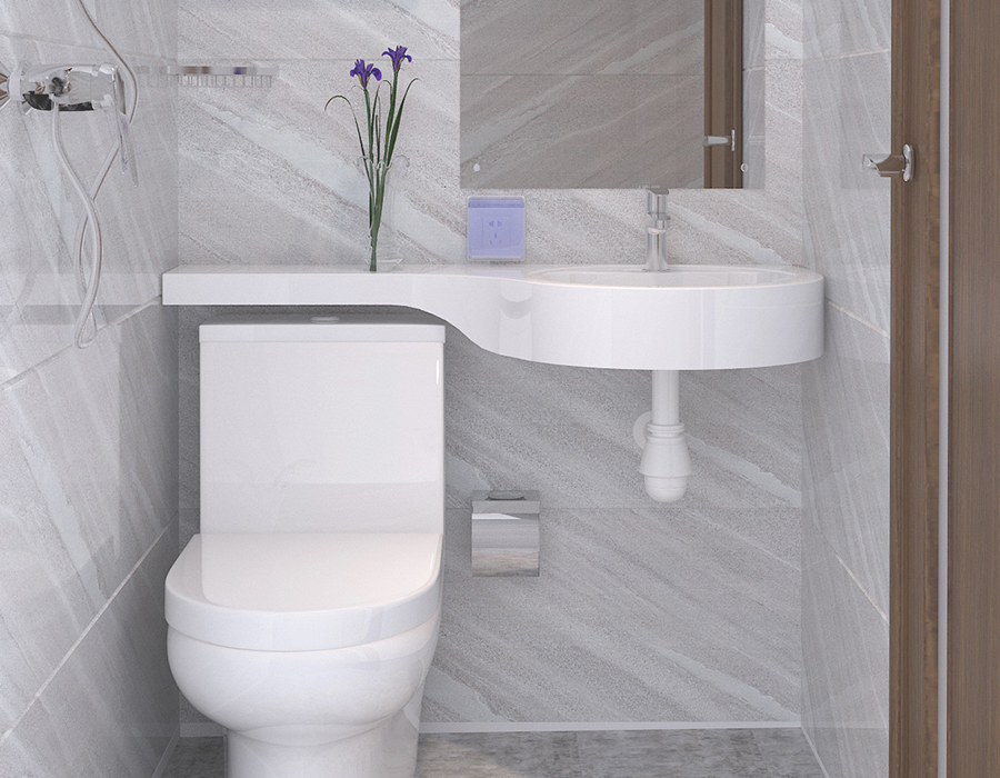 Tam Reçine Fiber Panel Yapısına Sahip Sosyal Konut Entegre Banyo