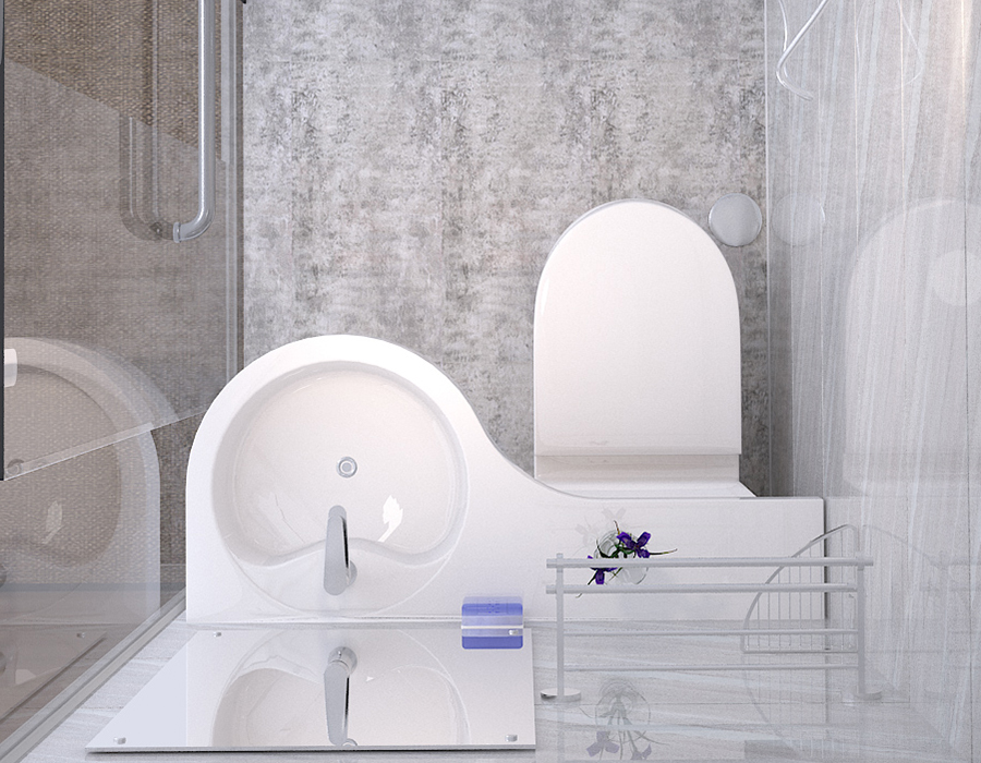 PEC Reçine Fiber İç Panelli Cam Duvar Modüler Entegre Banyo