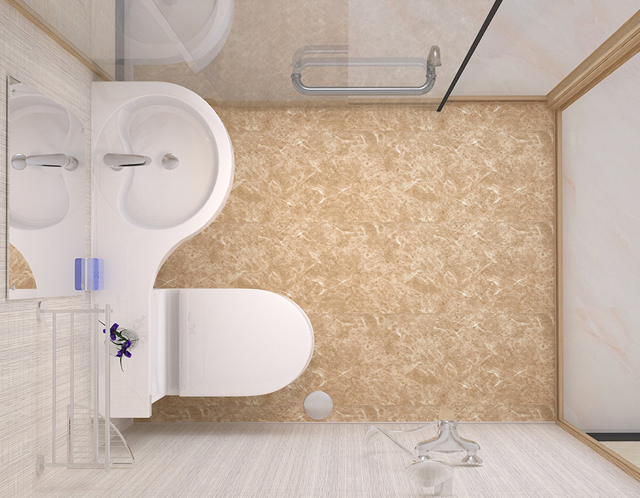 PEC Reçine Fiber İç Duvar Panelleri ve Cam Dış Duvarlara Sahip Otel Modüler Banyo