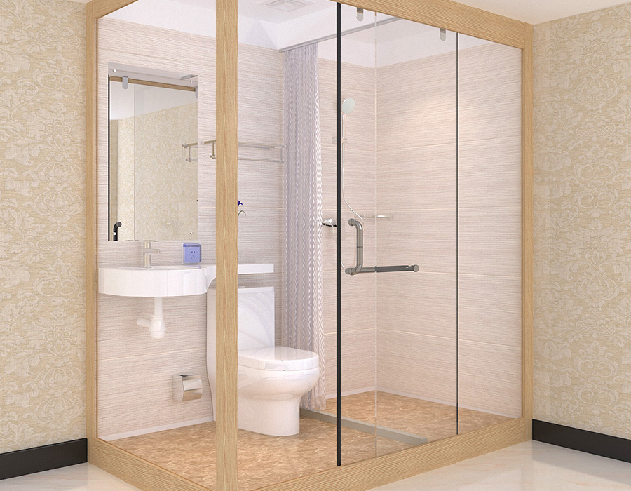 PEC Reçine Fiber İç Panelli ve Cam Dış Duvarlı Otel Modüler Banyosu