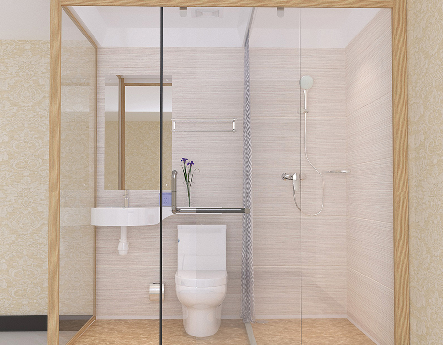 PEC Reçine Fiber İç Panelli ve Cam Dış Duvarlı Otel Modüler Banyosu