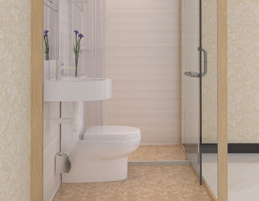 PEC Reçine Fiber İç Panelli ve Cam Dış Duvarlı Otel Modüler Banyosu