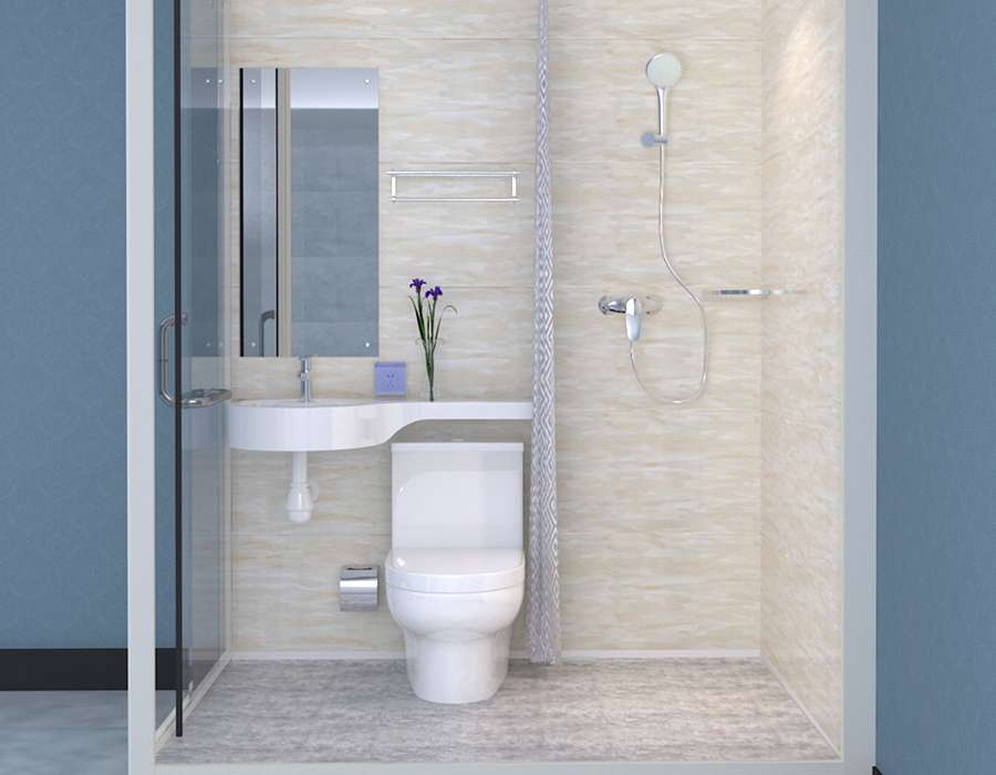 Hızlı ve Verimli Kurulum için Cam Dış Duvarlı Modüler Prefabrik Banyo