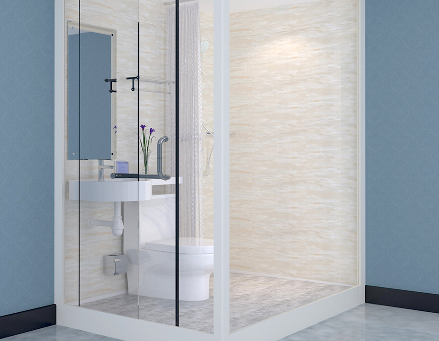 Hızlı ve Verimli Kurulum için Cam Dış Duvarlı Modüler Prefabrik Banyo