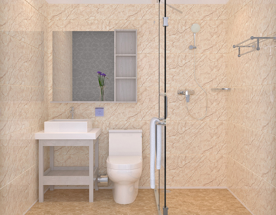 Full PEC Reçine Fiber Panel Sistemli Prefabrik Yatakhane Banyo Ünitesi