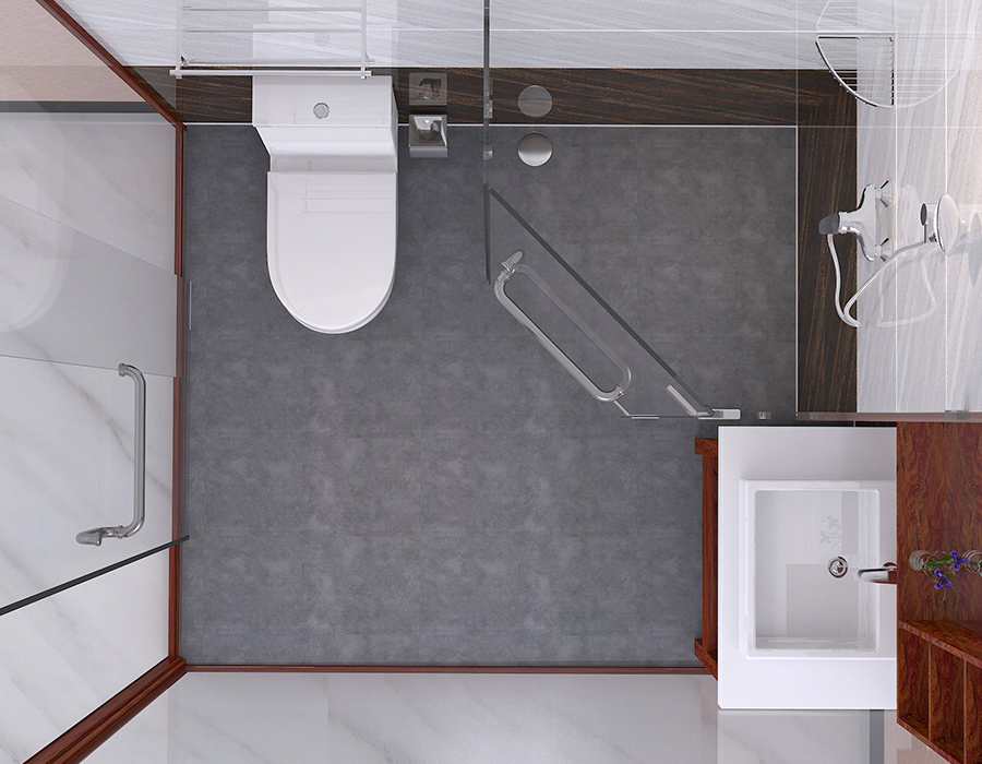 PEC Reçine Fiber Panelli ve RTM Yumuşak Seramik Tabanlı Prefabrik Otel Banyo Ünitesi