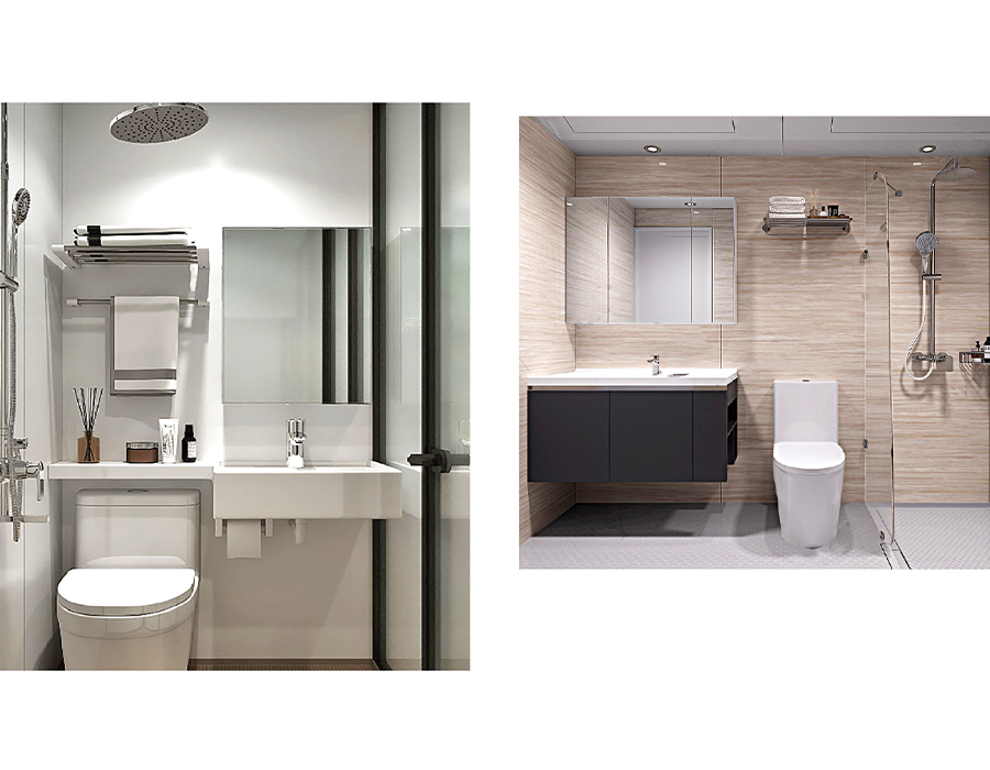 Tek Renk Çok Renkli SMC Hepsi Bir Arada Prefabrik Banyo